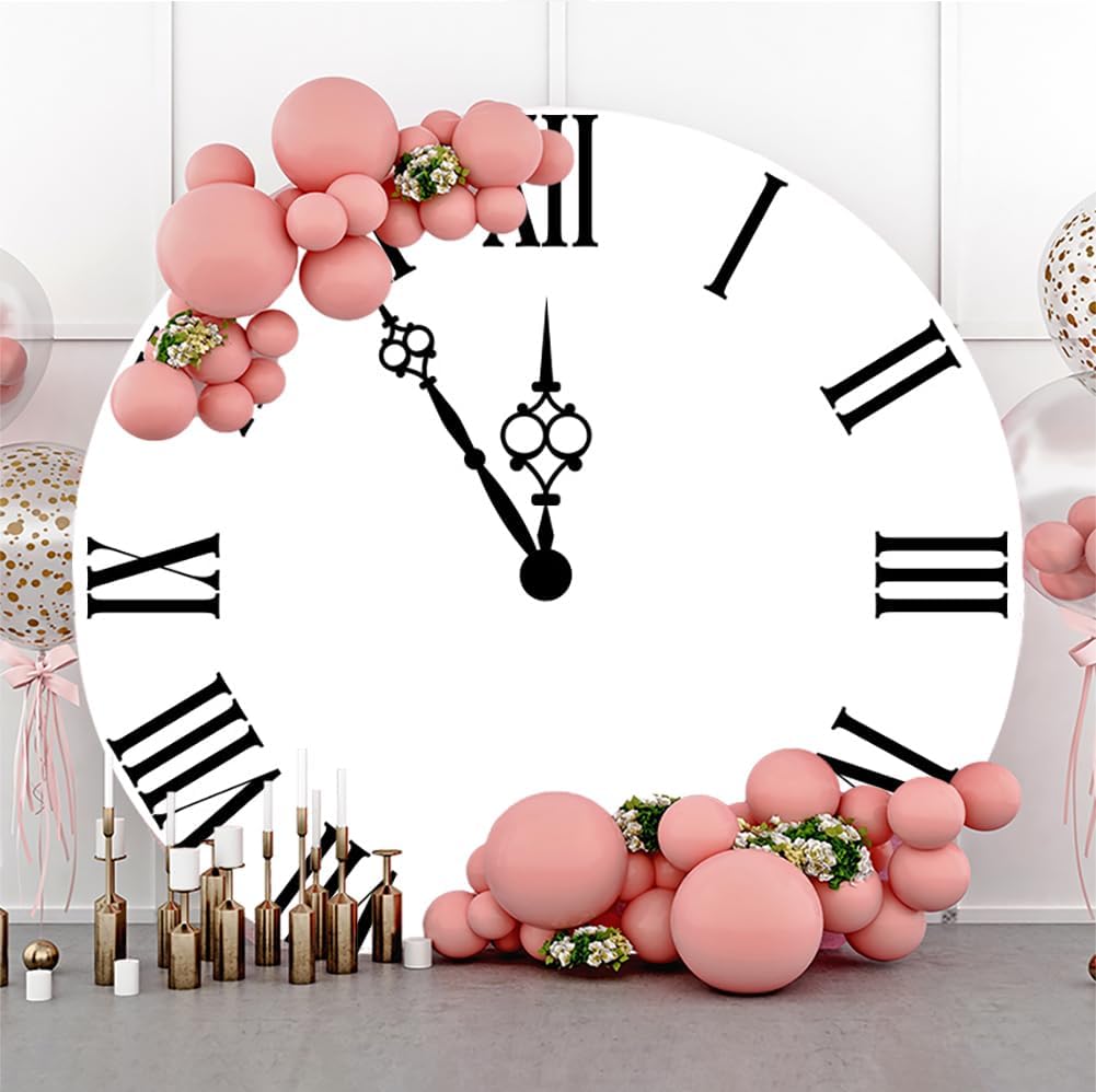 4ft Diameter Black White Retro Clock Photography Backdrop
