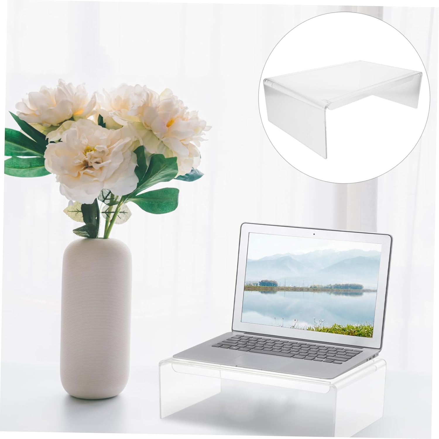 HOMSFOU Clear Acrylic Monitor Stand with Swivel Base
