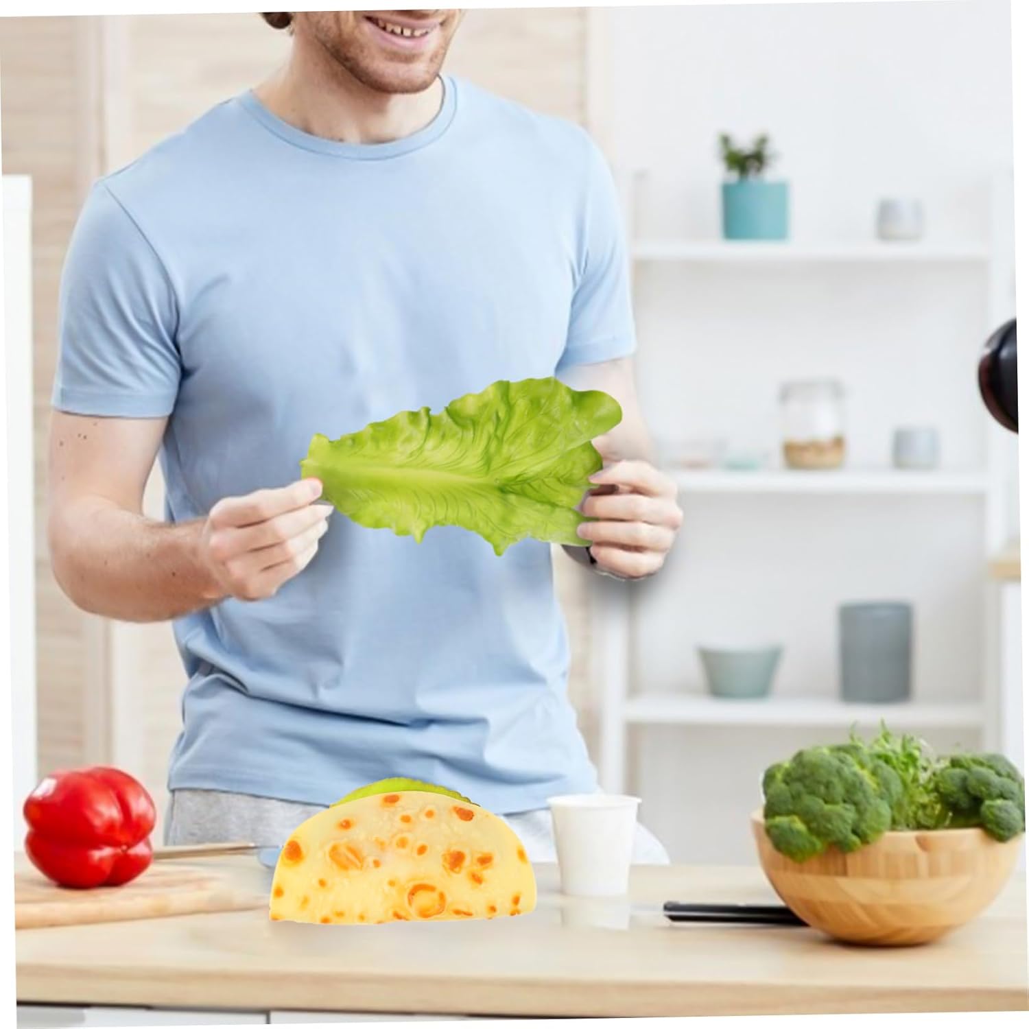 Housoutil Realistic Fake Vegetable Pancake for Photography Props