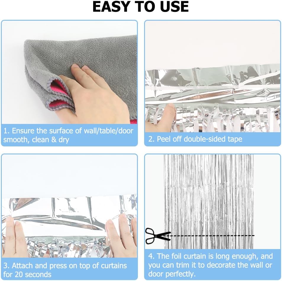 Silver Backdrop Curtain with Fringe 2 Pack 33x99ft