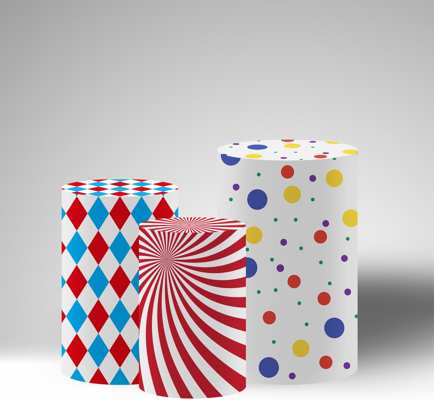 Nivius Photo Circus Birthday Cylinder Covers Set of 3