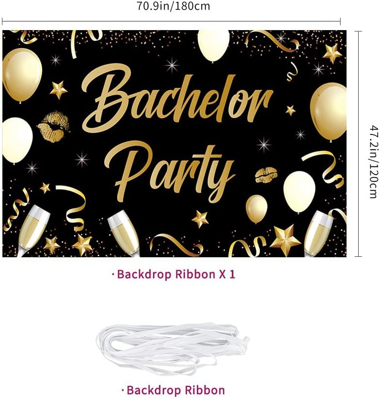 Large Black and Gold Bachelor Party Backdrop Balloon Sign