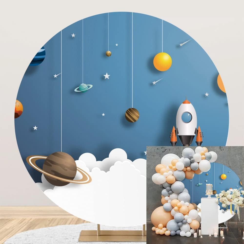 OERJU 72x72ft Round Space Backdrop Cover