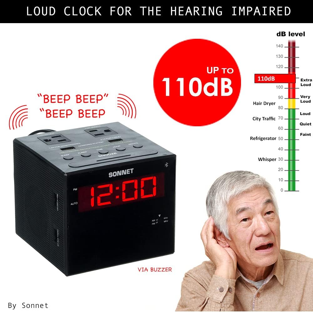Sonnet Alarm Clock Charging Station with Bluetooth and AMFM Radio