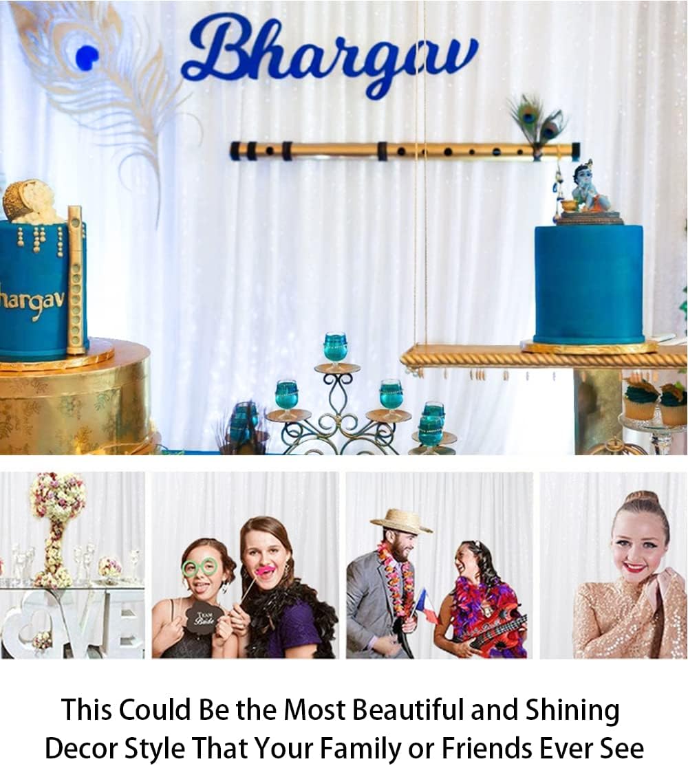 ShinyBeauty 2 Panels White Sequin Backdrop 5Ft x 10Ft Wedding Photography Background