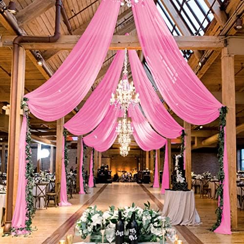 MODFUNS Pink Chiffon Ceiling Drapes 2 Panels 5x20 FT for Wedding Backdrop