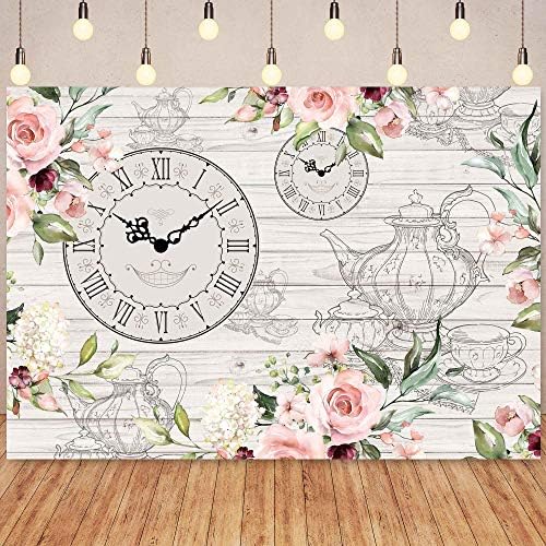 LIVUCEE 7x5ft Polyester Rustic Floral Backdrop for Parties and Photo Booths