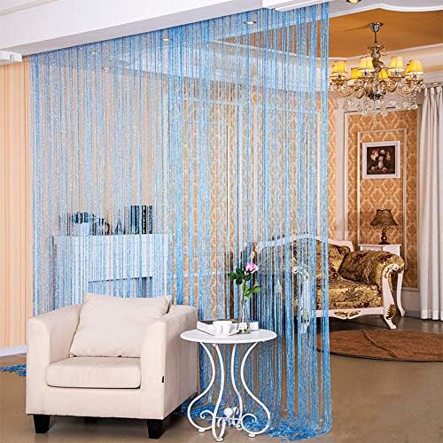 Duosuny 39x78 Inch Silver Ribbon Door Curtain