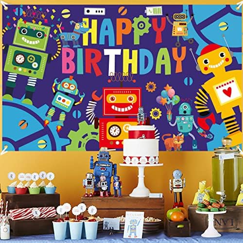 Robot Birthday Party Backdrop 59x36ft