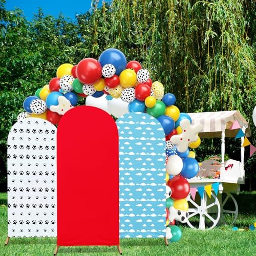 RimCereal Arch Backdrop Cover Set of 3 Red Dog Party Theme