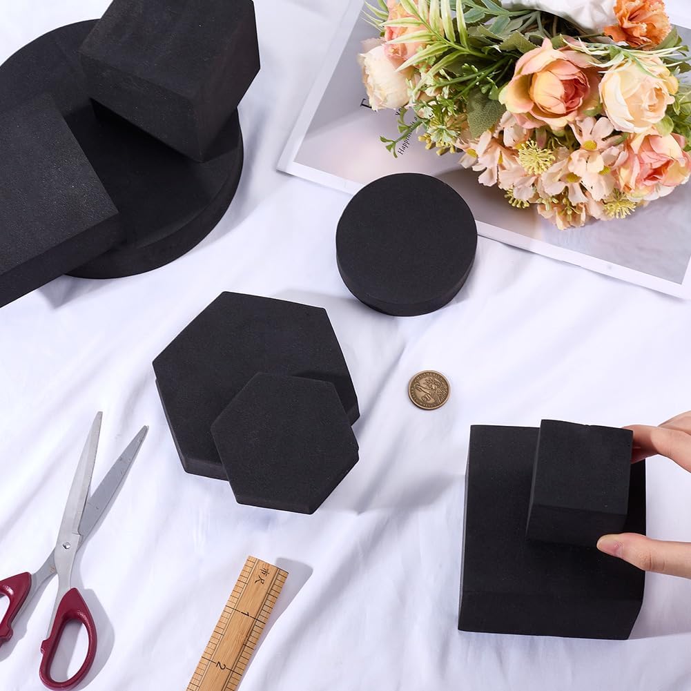 CREATCABIN 8Pcs Geometric Cube Photo Props Set Black Foam