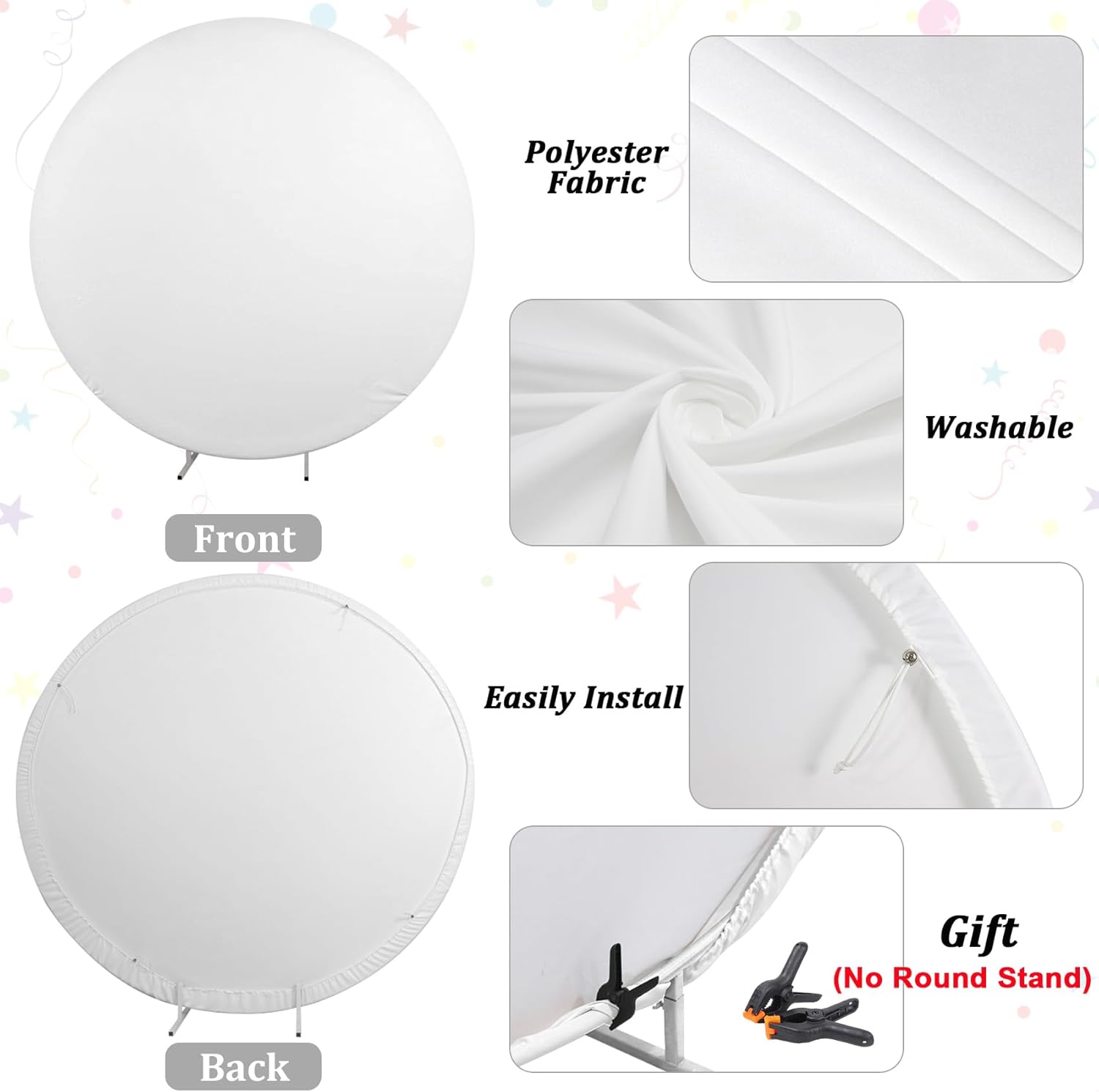 Renaiss 6x6ft Paw Prints Round Birthday Backdrop Cover