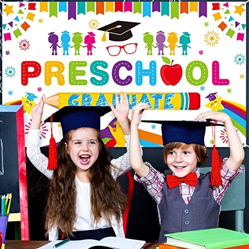 Tudomro Preschool Graduation Backdrop Banner 728 x 433 in White
