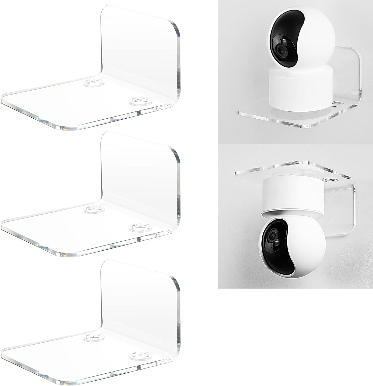 OAPRIRE 3 Piece Acrylic Floating Shelf Set - No Drill Clear Universal