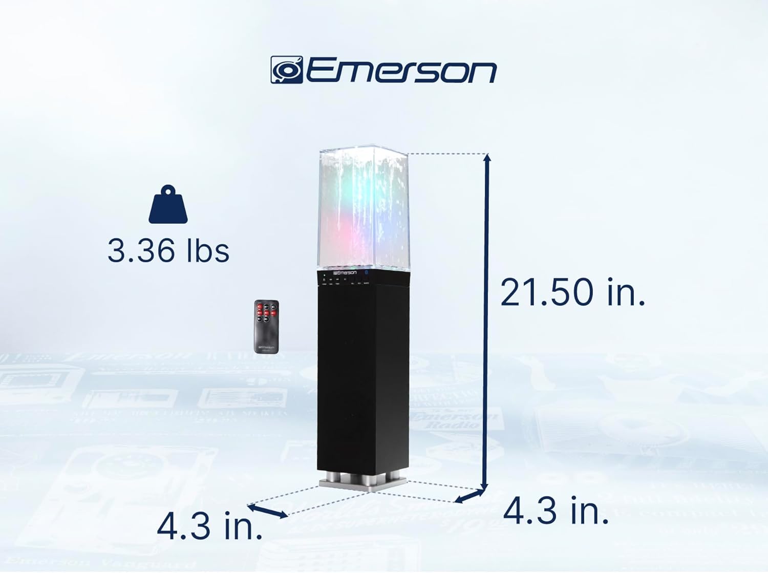 Emerson EHS-2001 Dancing Water Light Tower Speaker with Bluetooth and FM Radio