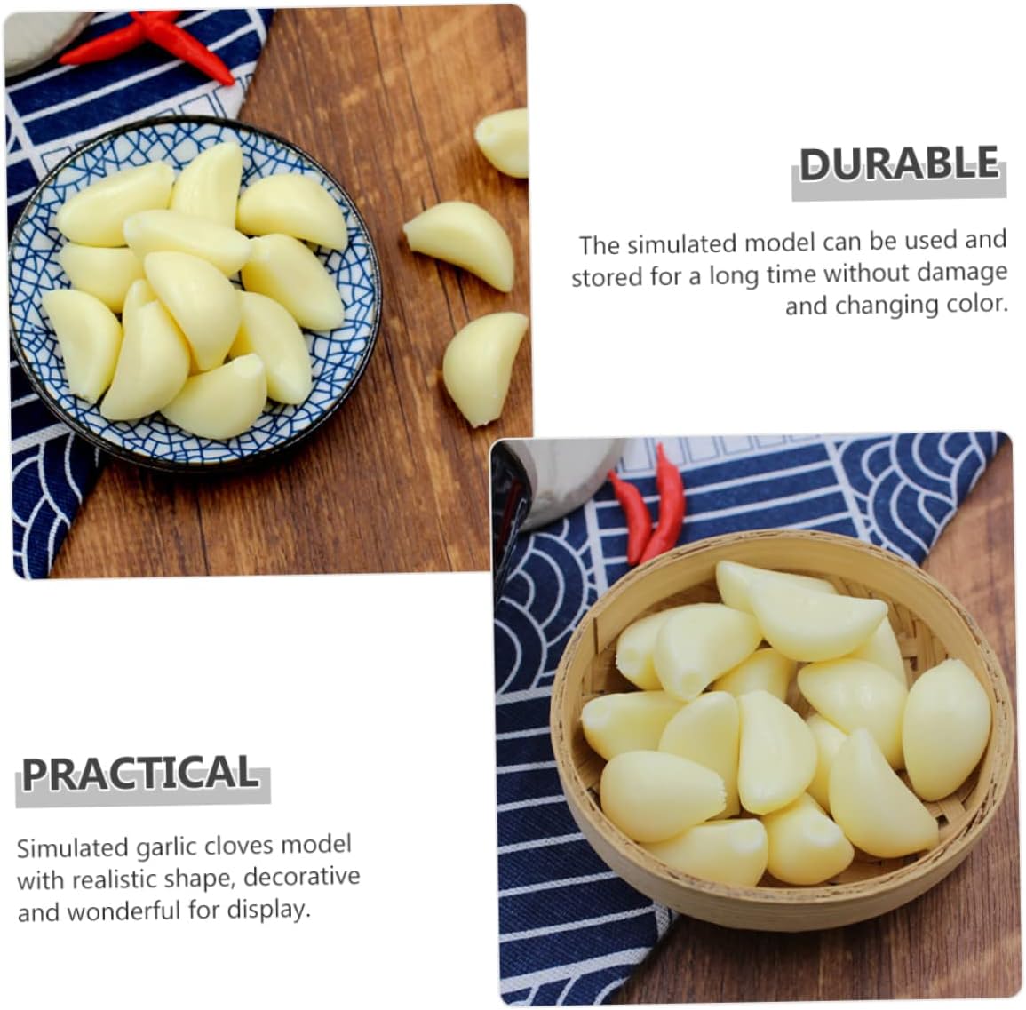 IMIKEYA Realistic Artificial Garlic Cloves for Kitchen Photography and Display