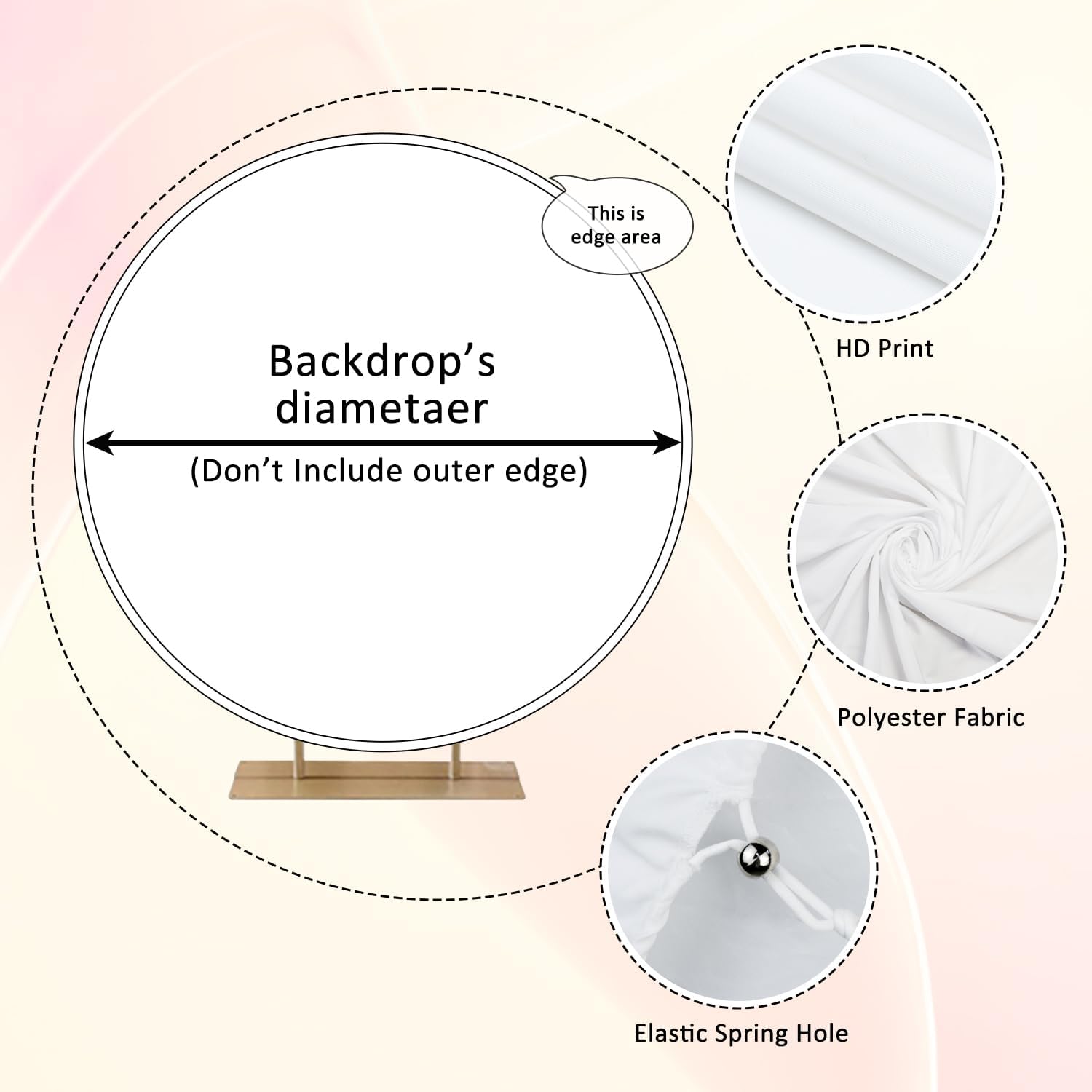 4ft Diameter Black White Retro Clock Photography Backdrop