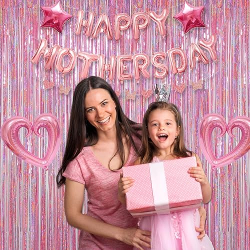 Melsan Pink Tinsel Curtains Backdrop 2 Pack