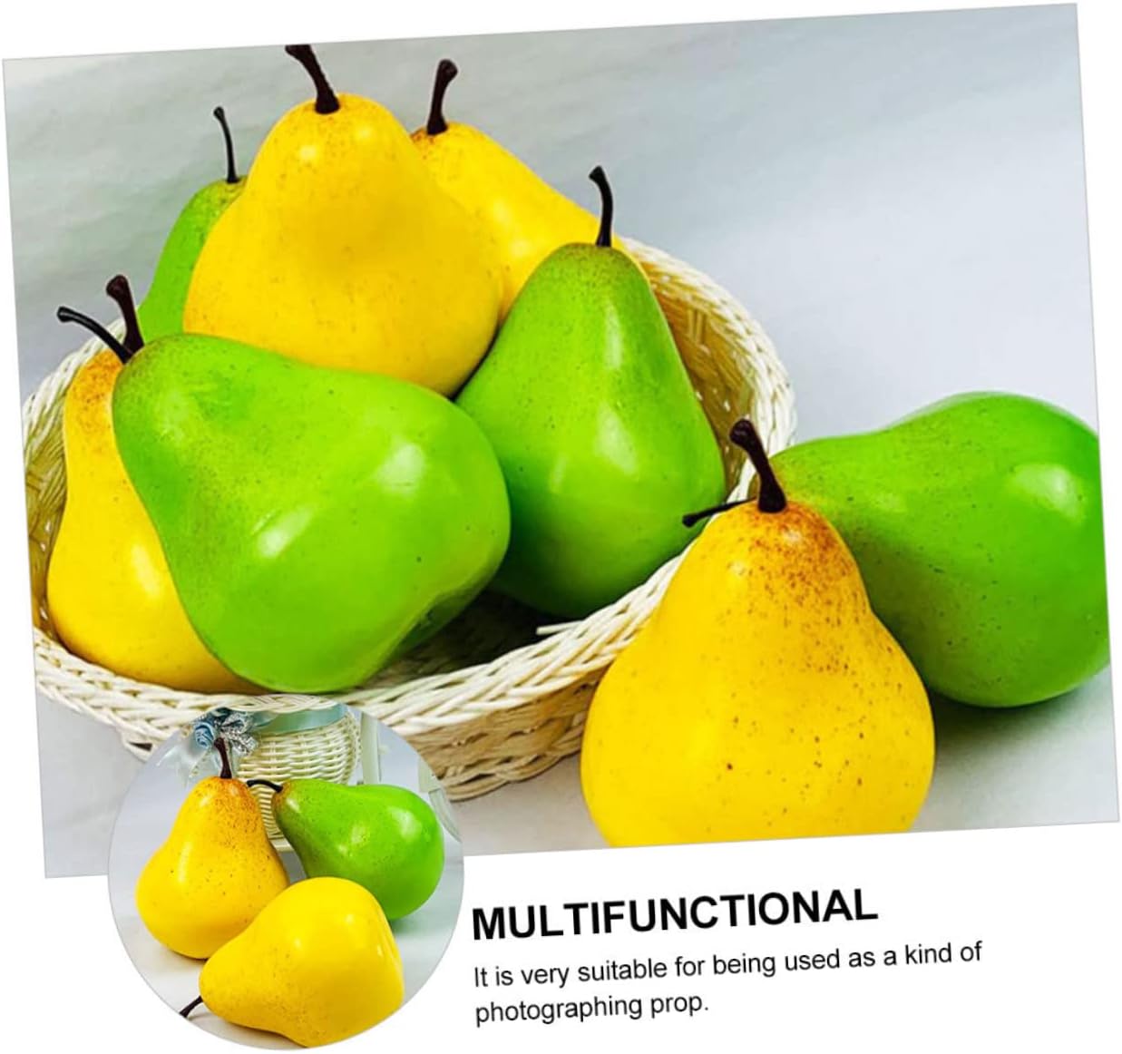 6Pcs Lifelike Faux Pears for Home Office Garden Kitchen Wall Art