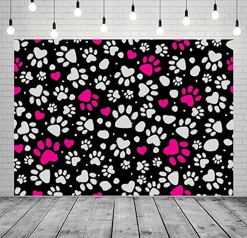 BELECO 5x3FT Paw Print Fabric Backdrop