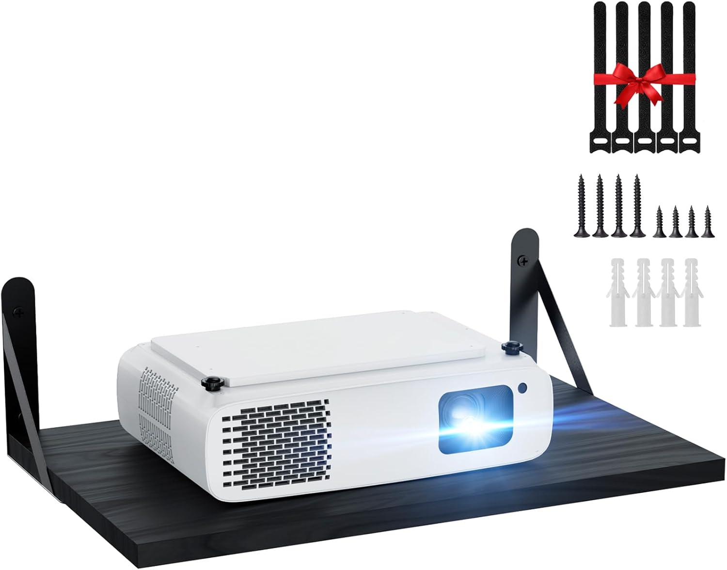 Projector Wall Mount Floating Shelf with Cable Management