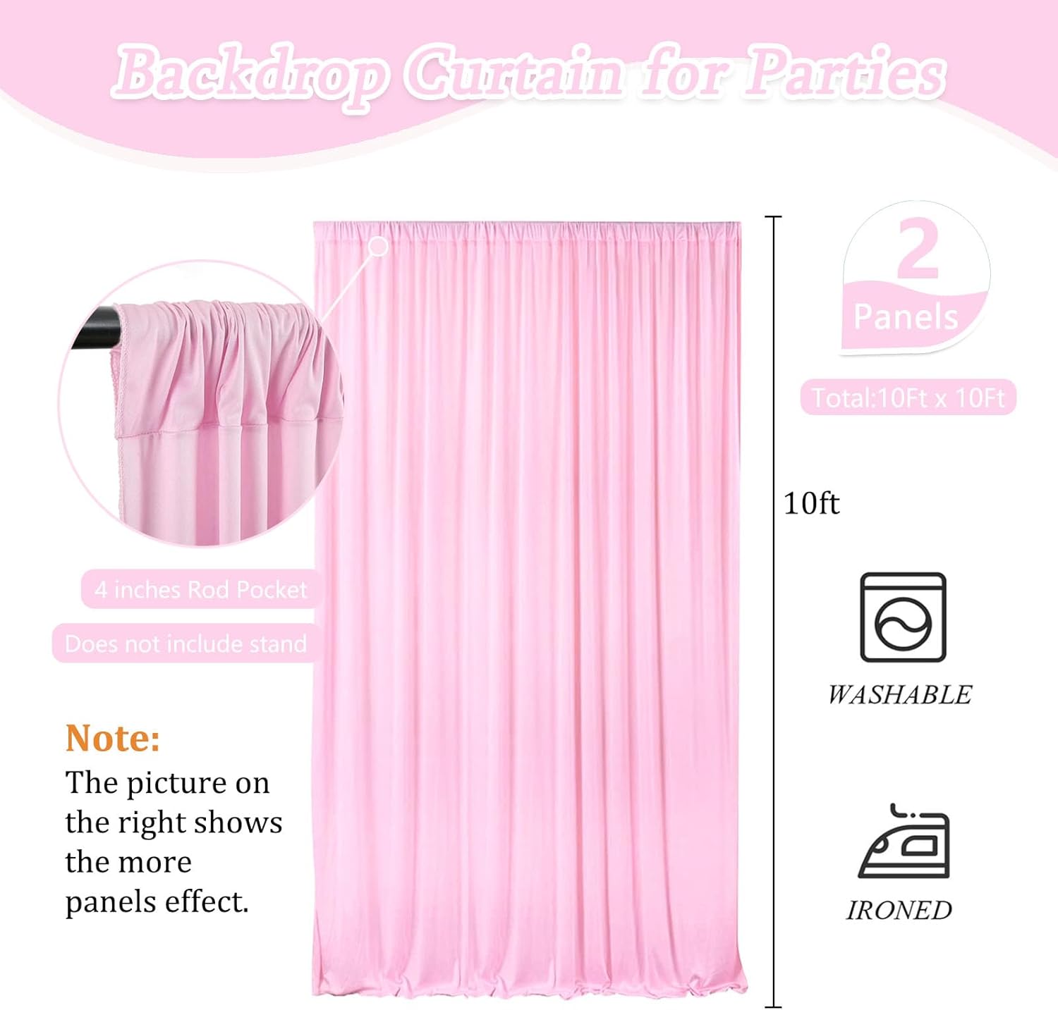 Light Pink 10x10 Feet Backdrop Curtains 2 Panels for Parties