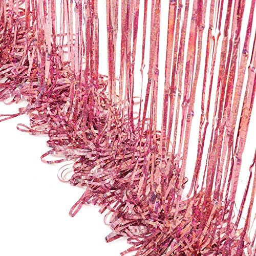 BraVeshine Rose-Gold Tinsel Curtain Backdrop - 2Pcs 32x82ft
