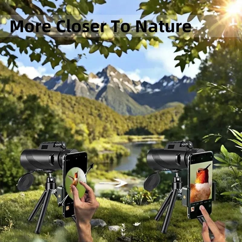 80x100 Power Monocular for Smartphone Stargazing Hunting Bird Watching