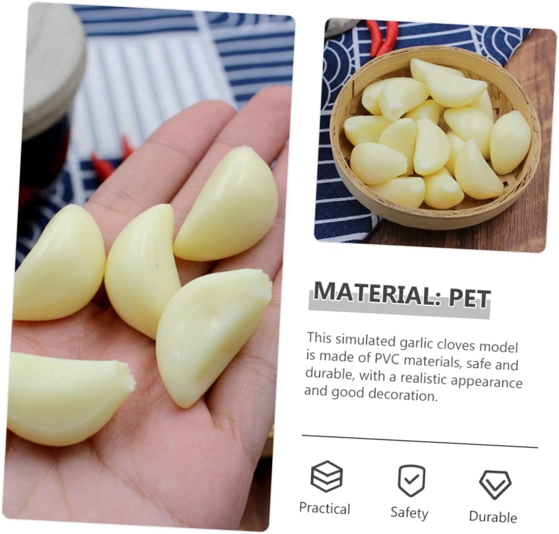 Mobestech 10pcs Realistic Artificial Garlic Cloves Posing Props
