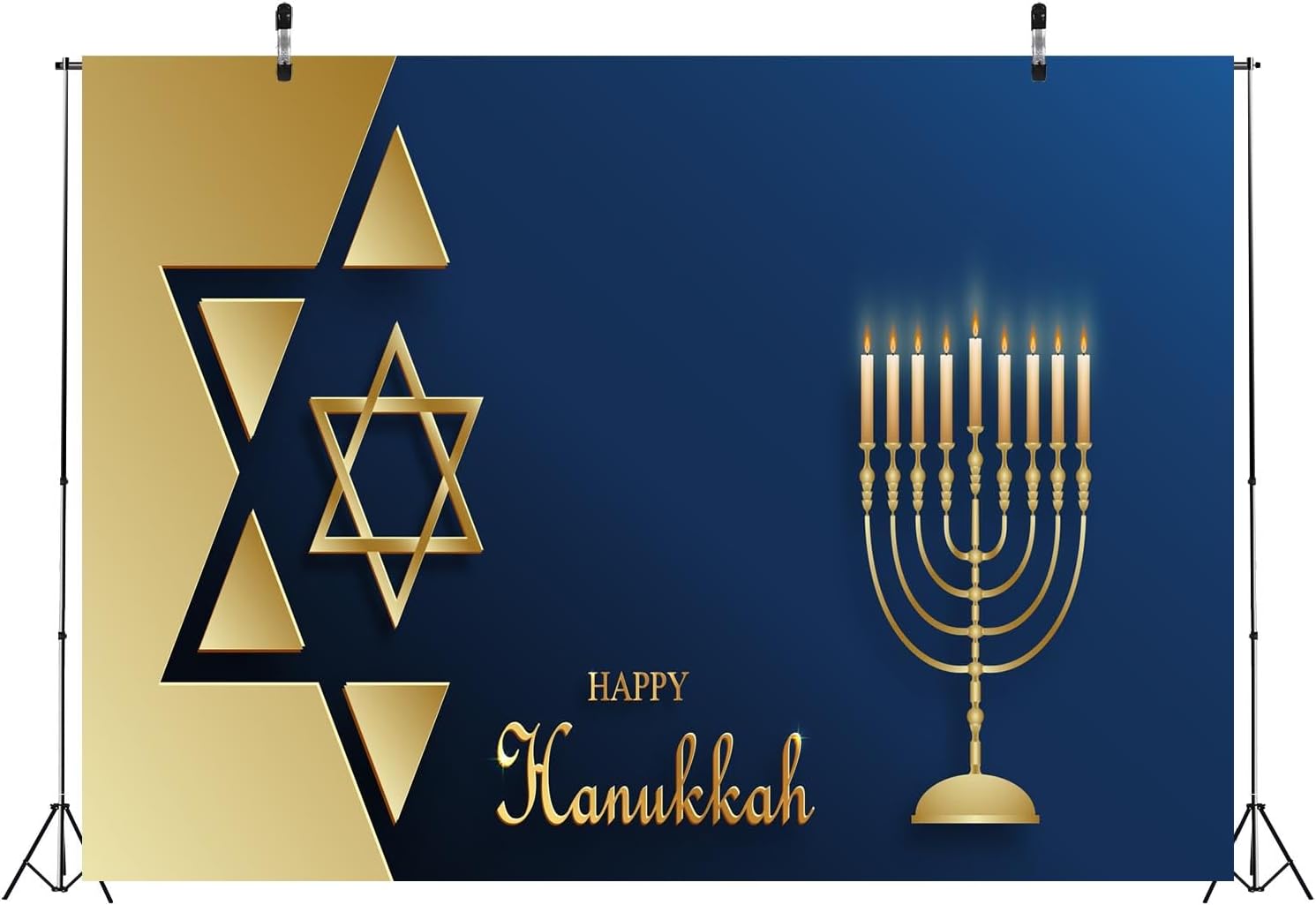 BELECO 8x6ft Happy Hanukkah Backdrop with Menorah and Candles
