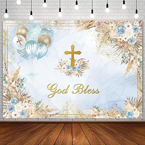 7x5ft Boho Baptism Backdrop for Photography and Party Decor