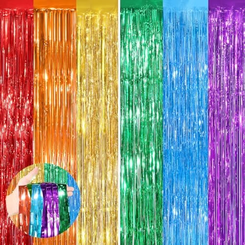 Rainbow Foil Curtain Streamers 2 Pack for Parties