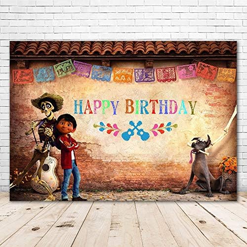 Happy Birthday Coco Theme Wall Backdrop 7x5ft