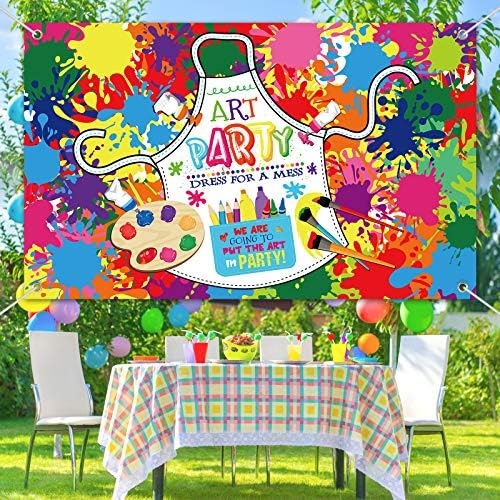 Art Paint Party Backdrop with Hanging Ribbon