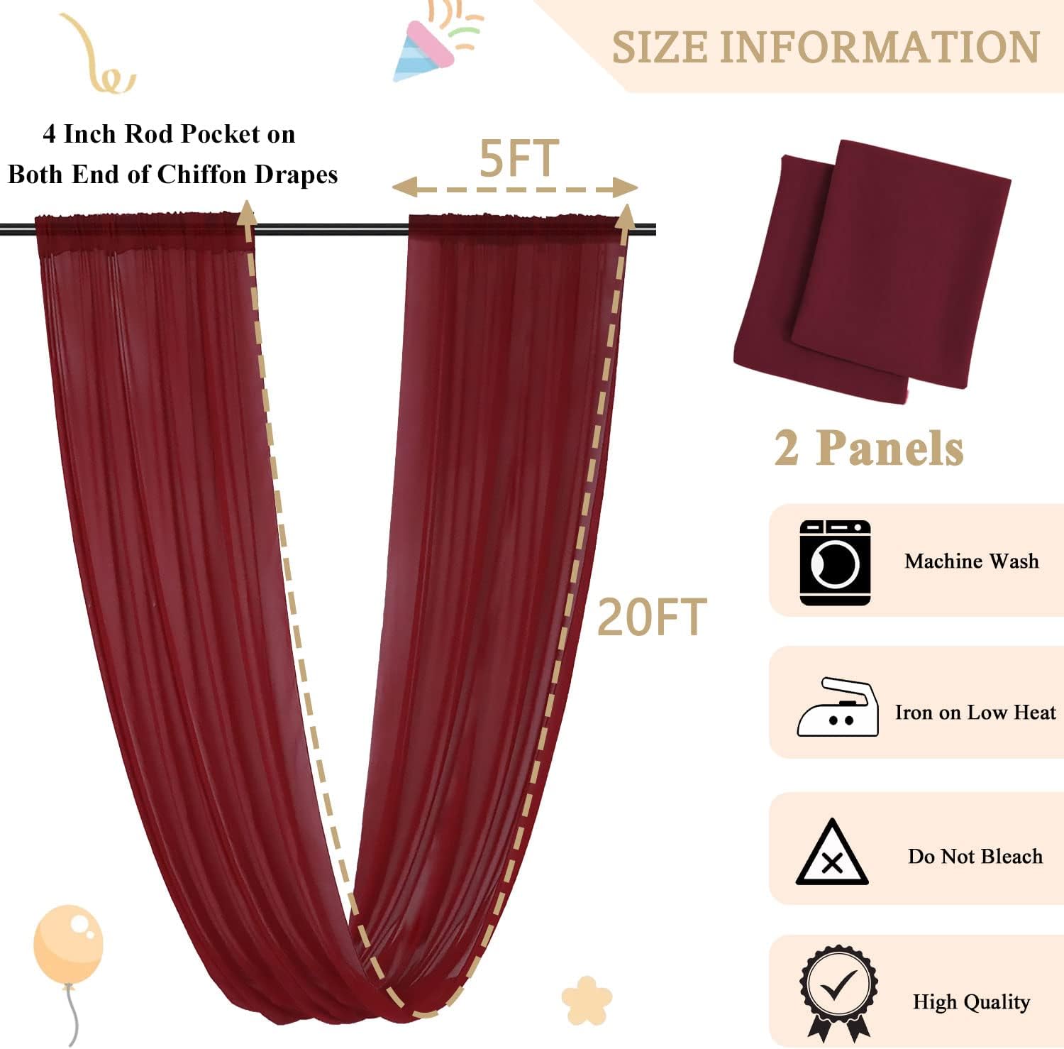 MODFUNS Burgundy Ceiling Drapes for Weddings