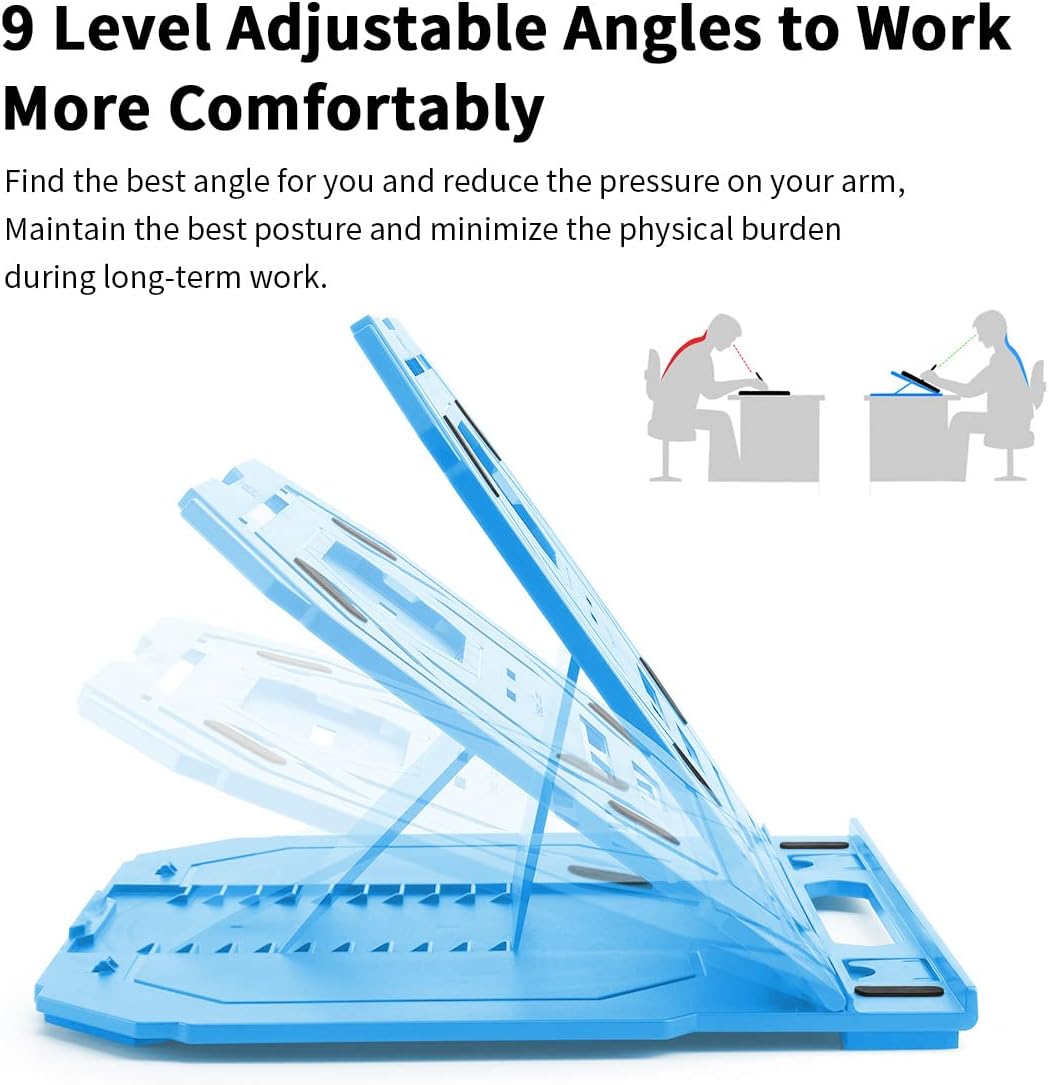 Frunsi Drawing Tablet Stand with 9 Adjustable Levels and Phone Holder