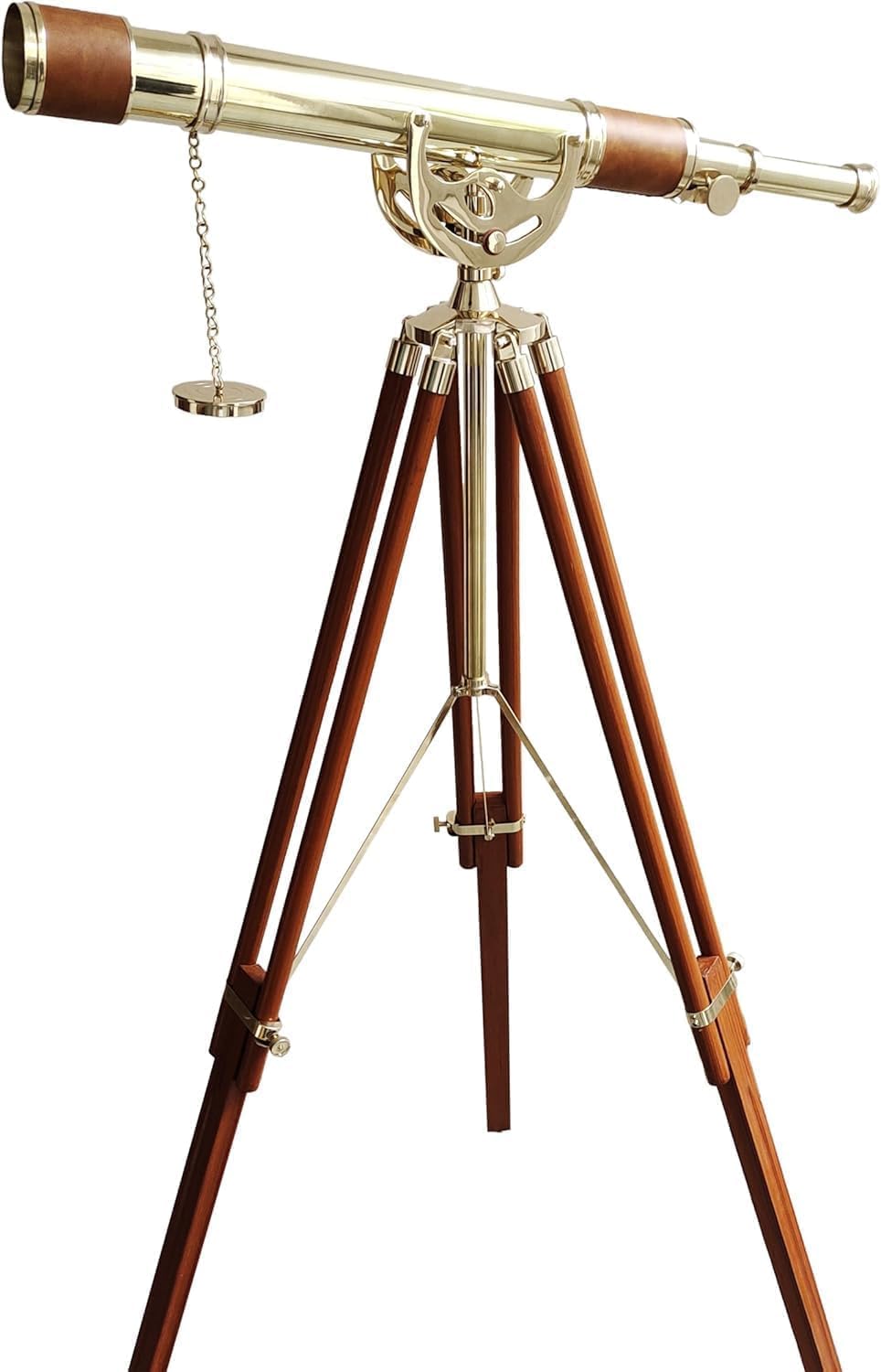 Nautical Antique Brass Telescope 27 Inch with Wooden Tripod