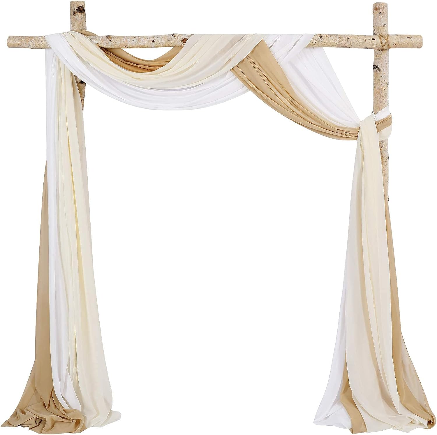 MoKoHouse 3 Panel White Sheer Wedding Arch Drapery