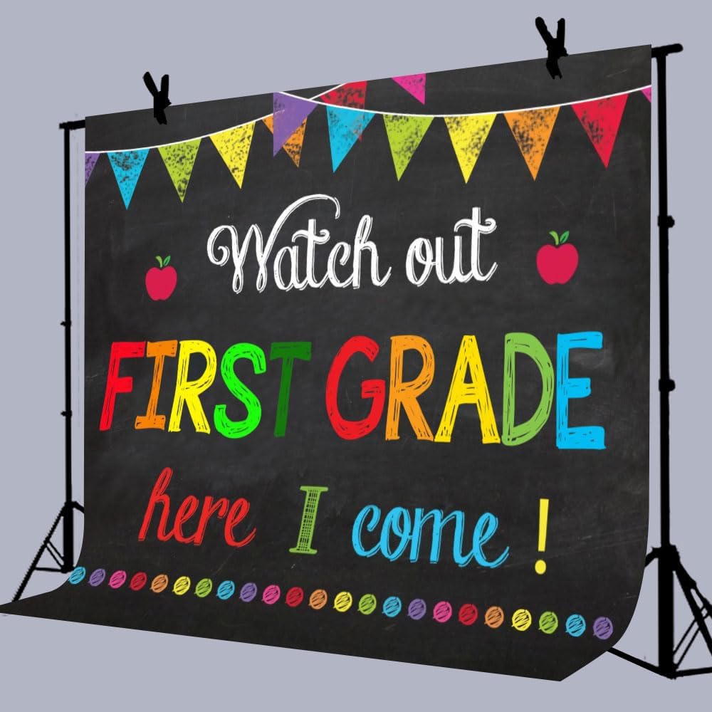 Back to School Backdrop for Kids 1st Grade Photo Booth Prop 7x5FT