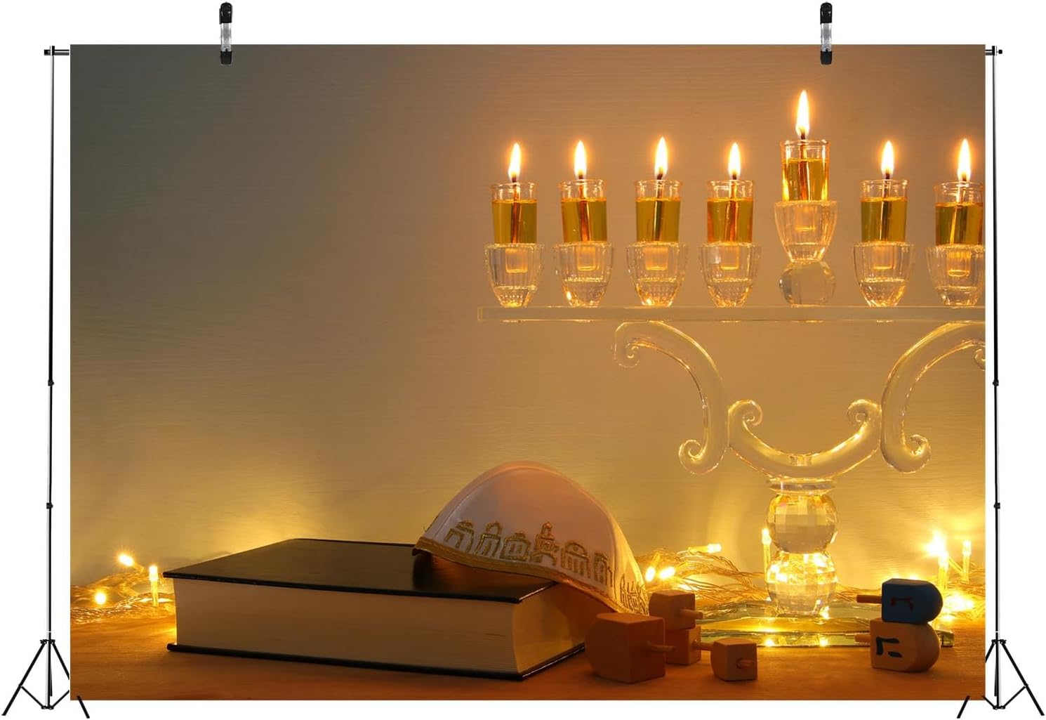 BELECO 8x6ft Hanukkah Backdrop for Party Decorations