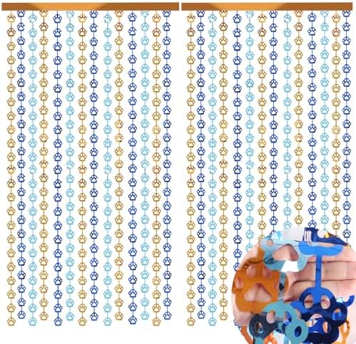 Blue Orange Dog Paw Foil Streamers for Party Decorations