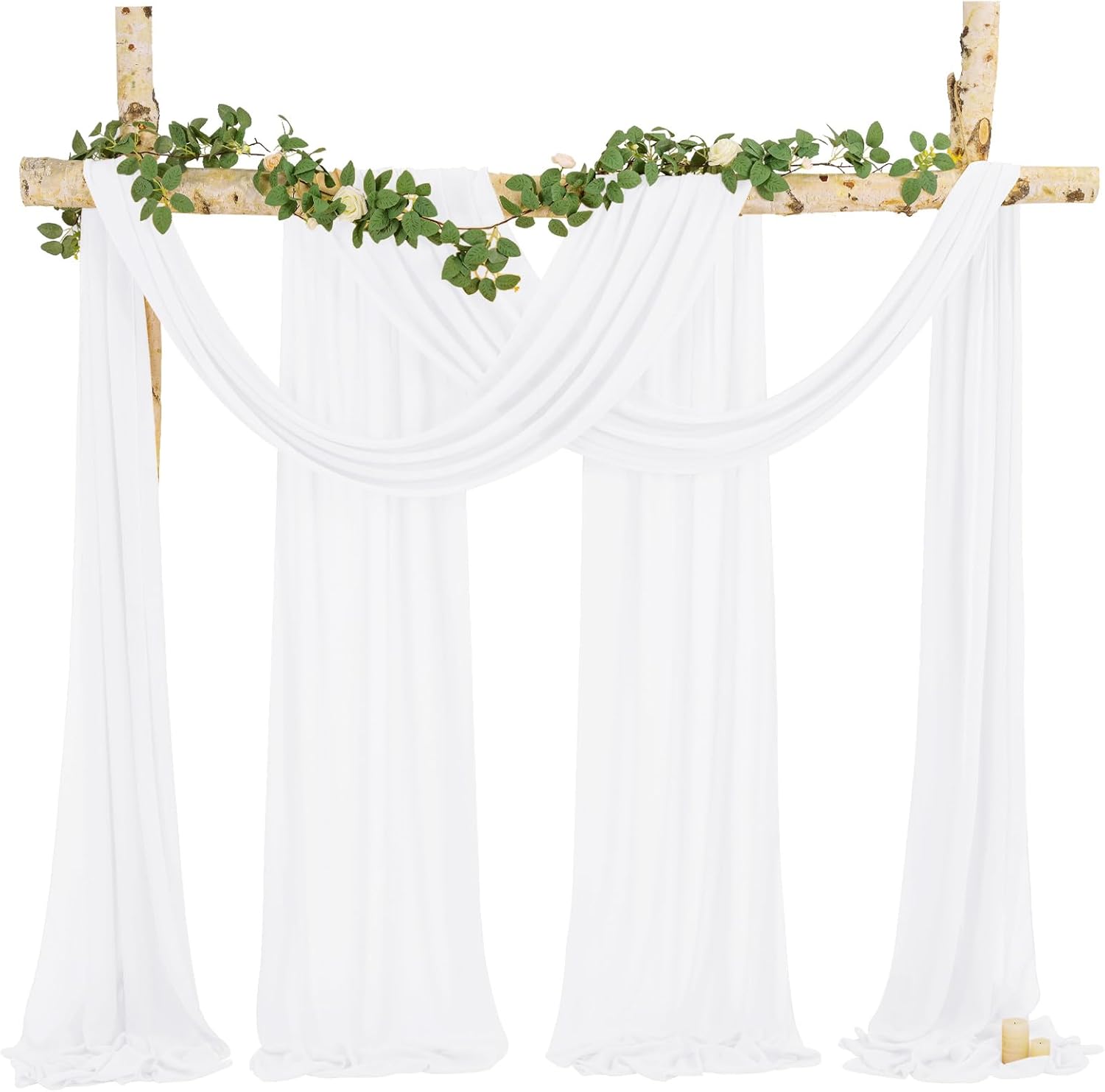 4 Panels White Polyester Wedding Arch Draping Fabric 28x20 Feet Each