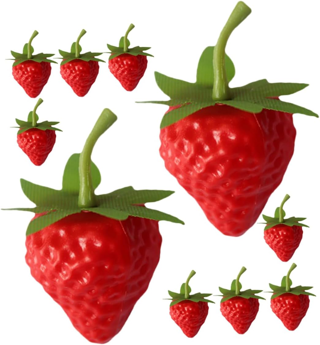 Luxshiny 10Pcs Realistic Strawberry Photo Props