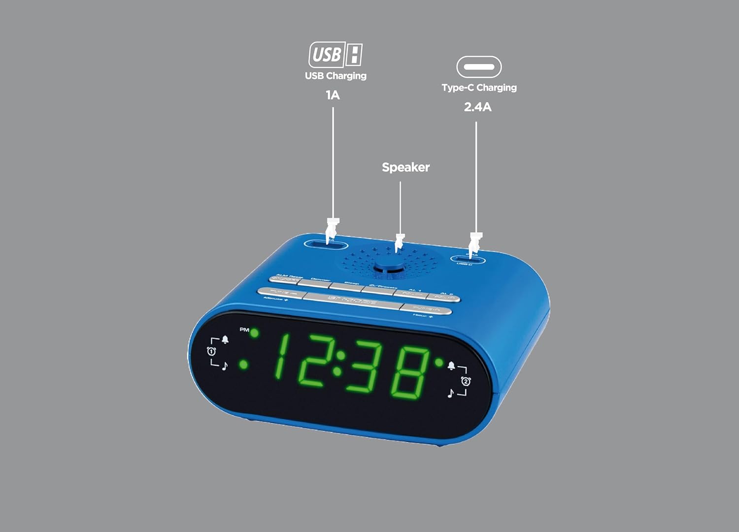 HANNLOMAX HX-158CR Alarm Clock Radio with FM and USB Charging