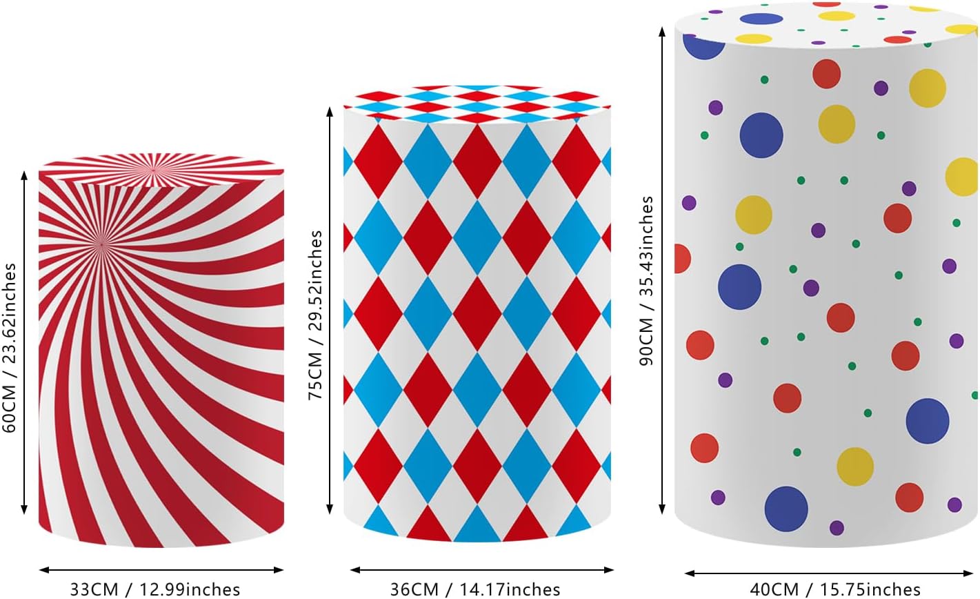 Nivius Photo Circus Birthday Cylinder Covers Set of 3