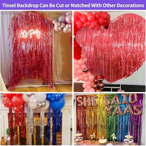 Red Tinsel Backdrop Birthday Decorations 2 Pack