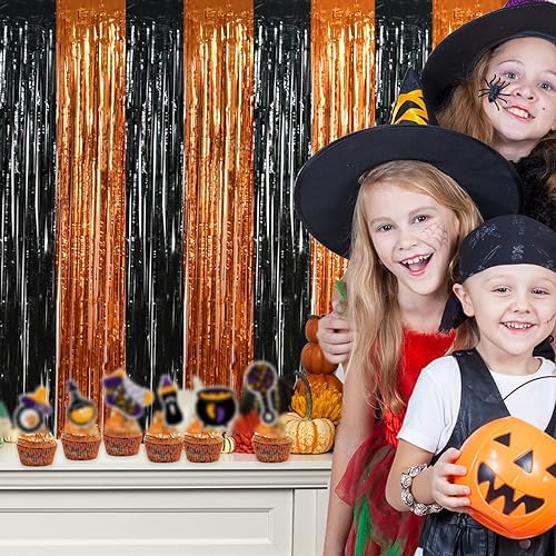 BEISHIDA 4 Pcs Orange and Black Party Streamers