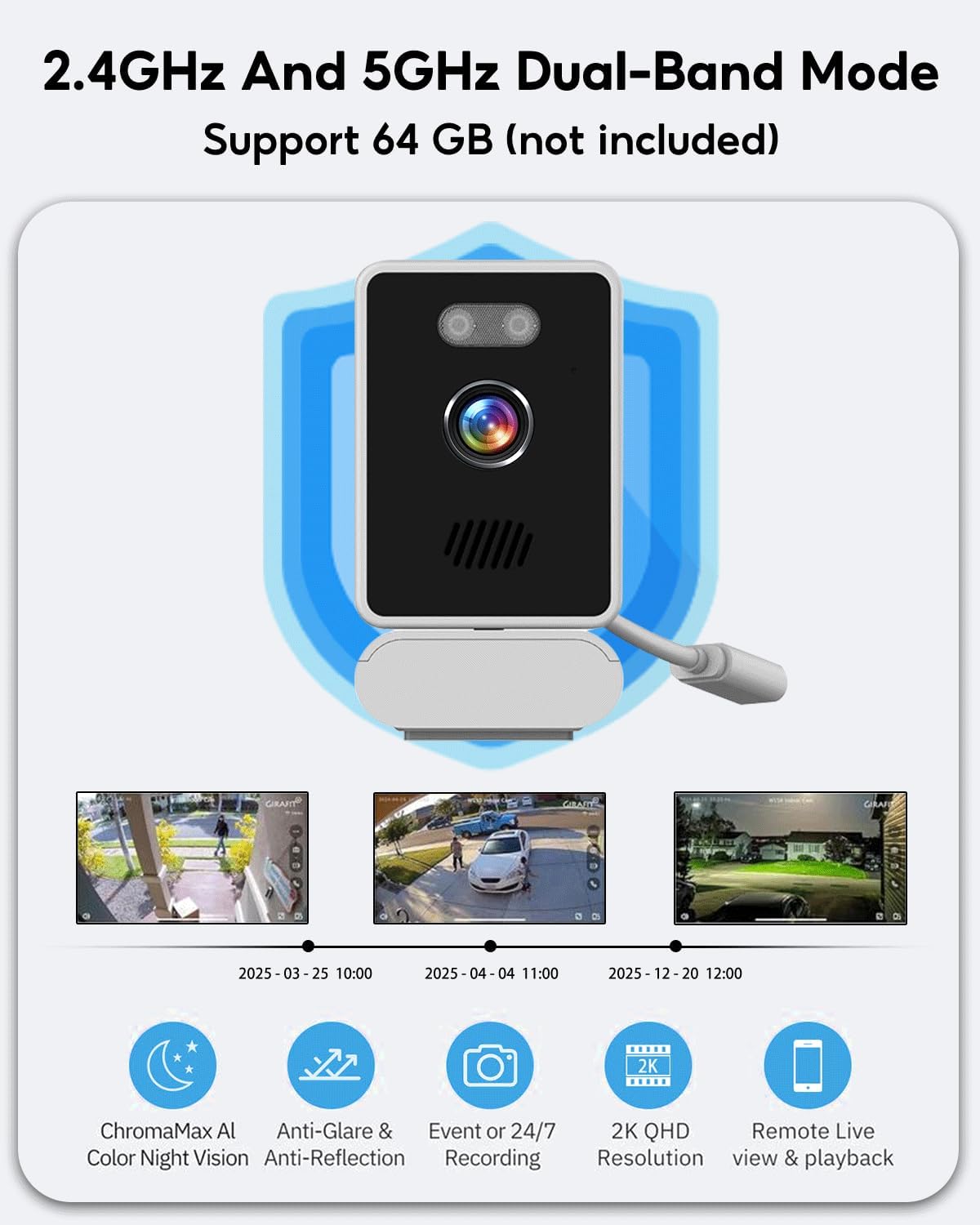 5MP 2K Window Camera with WiFi and Night Vision