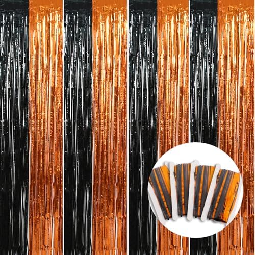 BEISHIDA 4 Pcs Orange and Black Party Streamers