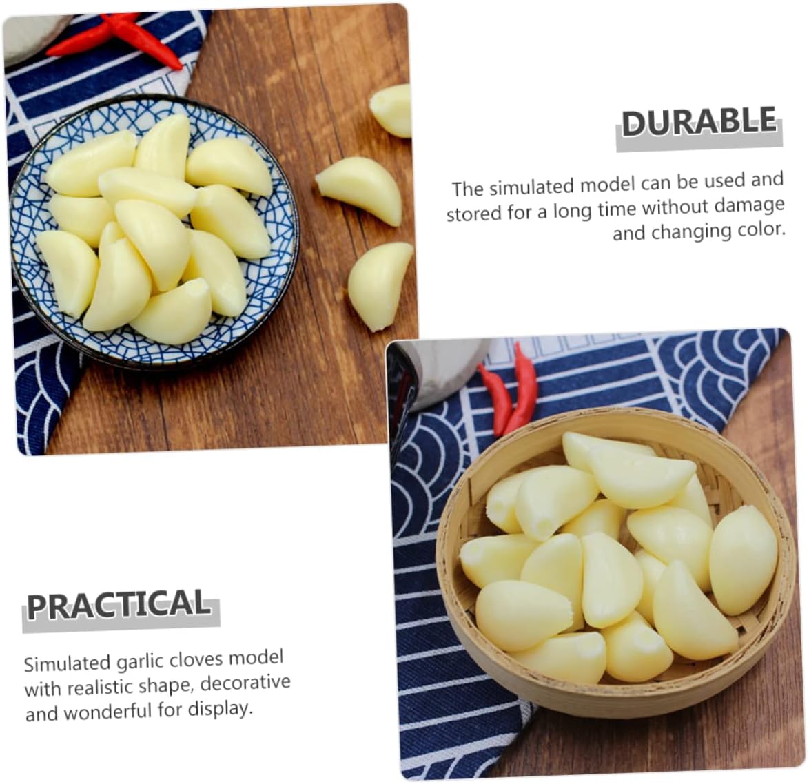 Mobestech 10pcs Realistic Artificial Garlic Cloves Posing Props